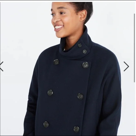 Madewell Navy Double-Breasted Coat - Picture 2 of 7